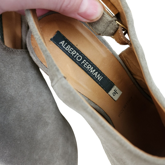 Alberto Fermani US Size 6.5 EU Size 37 Suede Open Toe Heels - Picture 3 of 8